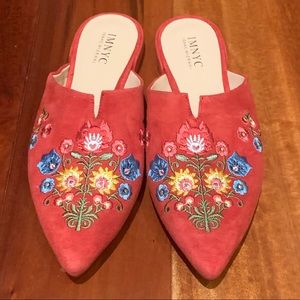 IMNYC Isaac Mizrahi embroidered Mule Slip-ons